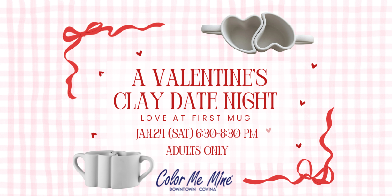 Valentine’s clay date night pottery mugs Covina